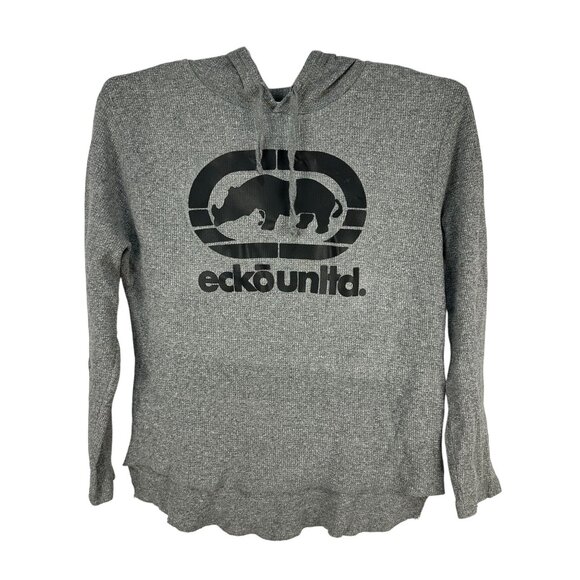 Ecko Unltd Mens Gray Hooded Sweater Logo Print Long Sleeve Pullover XL - Picture 1 of 5